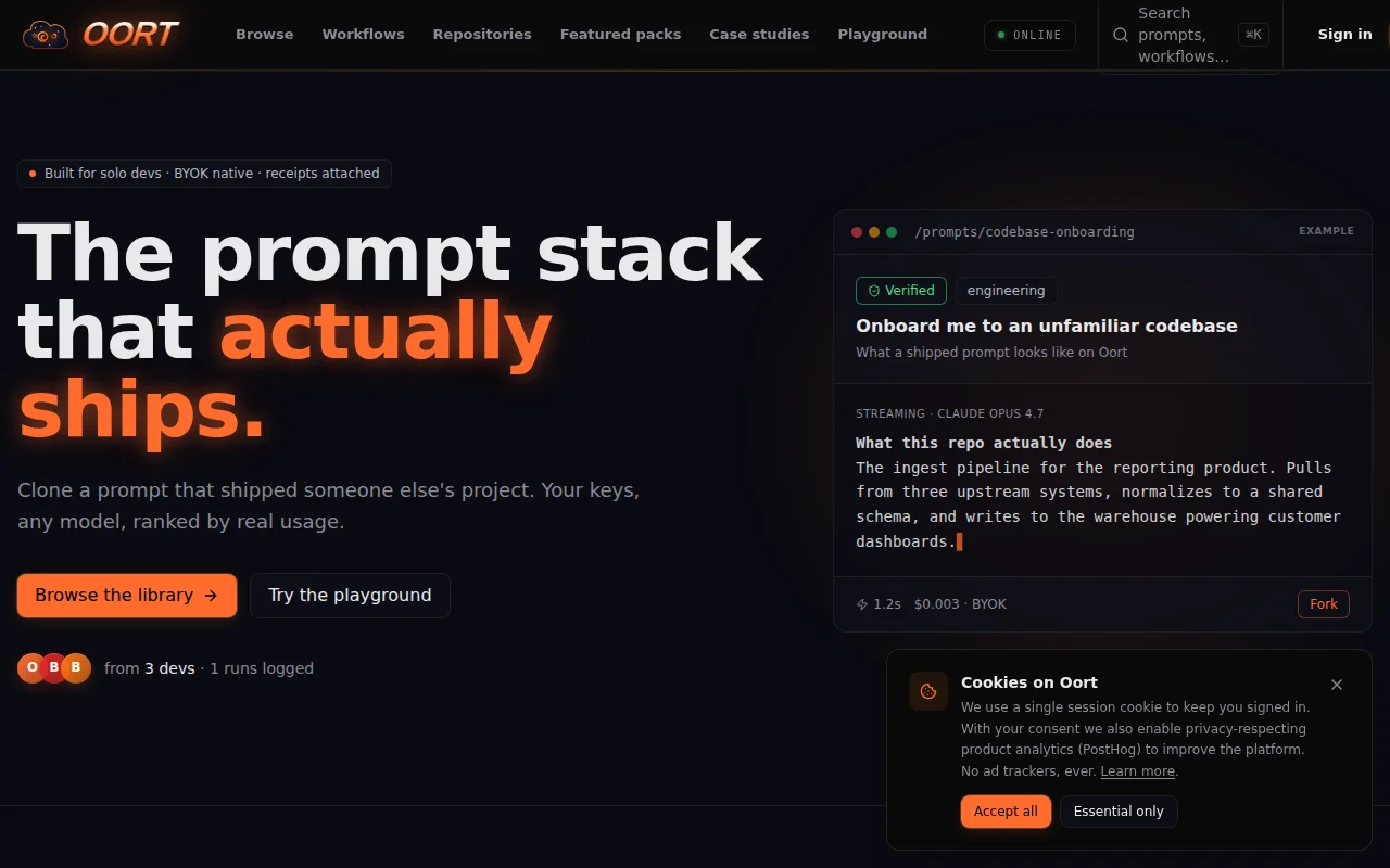 Oort – A prompt library where every listing has a shipped project