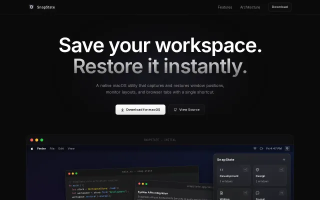 SnapState – Native Swift window manager for macOS