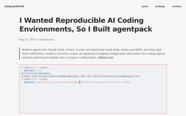 Agentpack – isolated config layers for Claude Code, Codex, and OpenCode