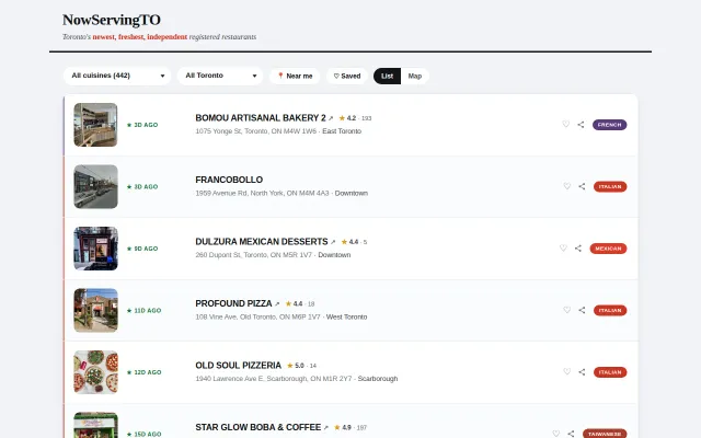 NowServingTO – Zero-DB restaurant directory using city open data