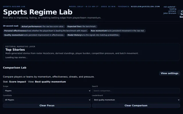 Sports Regime Lab – NBA regime analytics