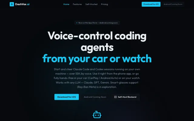Voice control coding agents on your machine via smartwatch / CarPlay