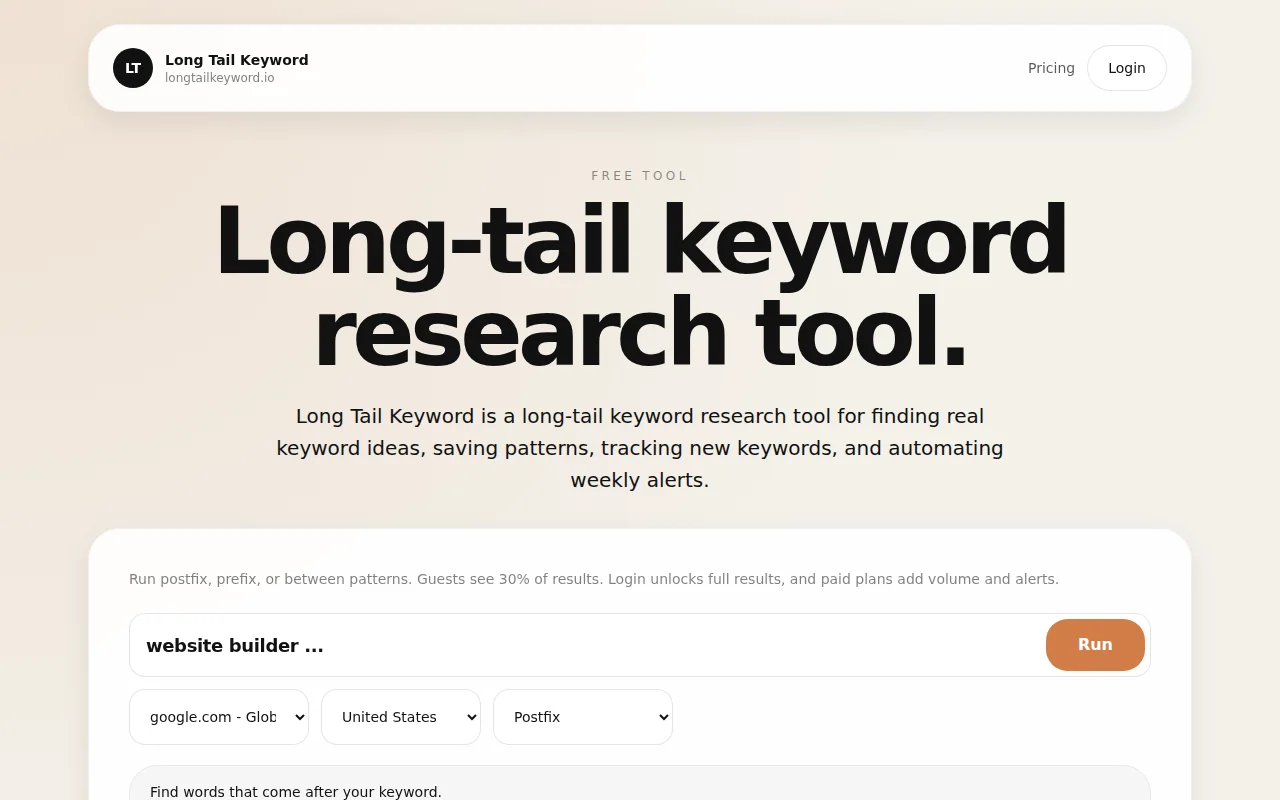 Get new long-tail keywords in your inbox every week
