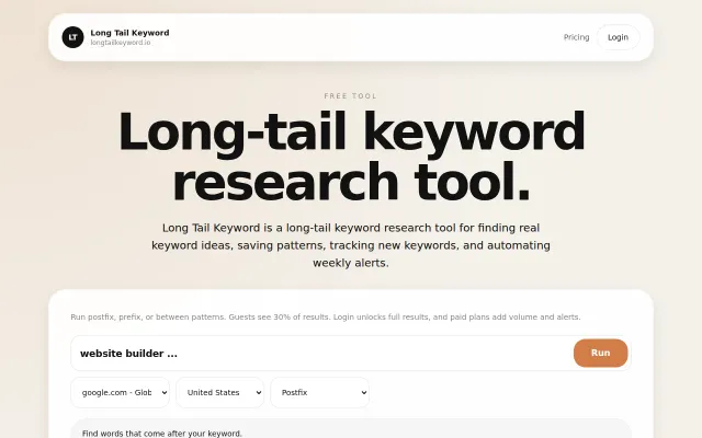 Get new long-tail keywords in your inbox every week