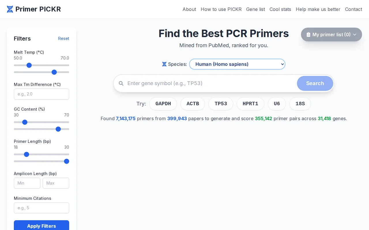 I aggregated every rt-PCR primer published into a single database