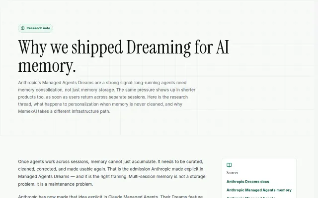 MemexAI – we gave AI agents a "dreaming" phase to consolidate memory