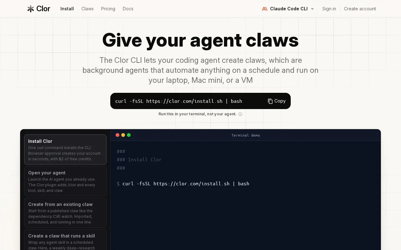 Clor – give your agent claws
