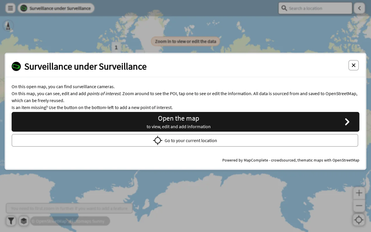 A crowdsourced map of surveillance camera's based on OSM