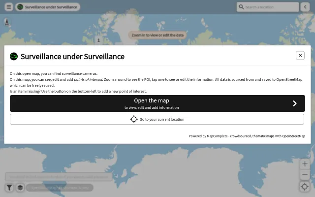 A crowdsourced map of surveillance camera's based on OSM