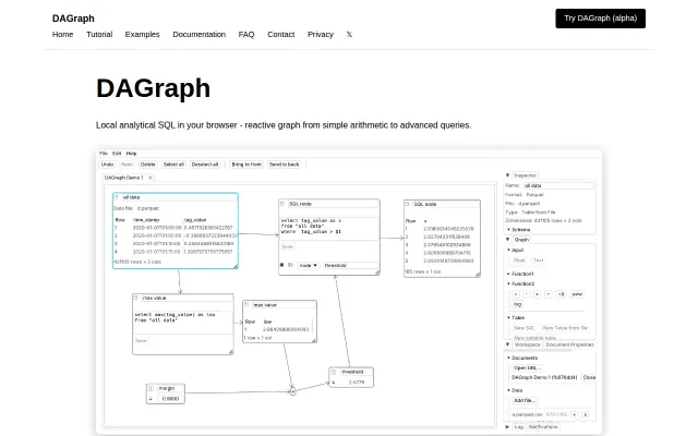 DAGraph – reactive analytics graph in the browser (Rust/WASM)
