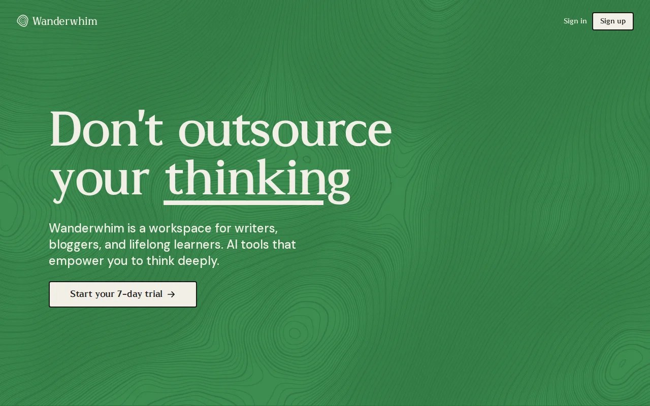 Wanderwhim – AI workspace for writers, bloggers, lifelong learners