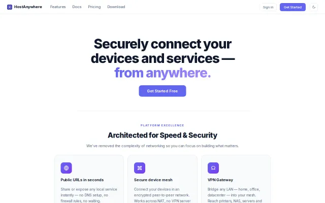 HostAnywhere – Securely connect devices and services, backup phones