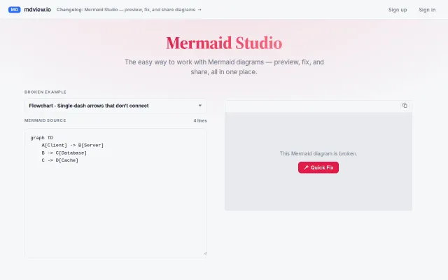 Mermaid Studio – preview and fix broken mermaid diagrams