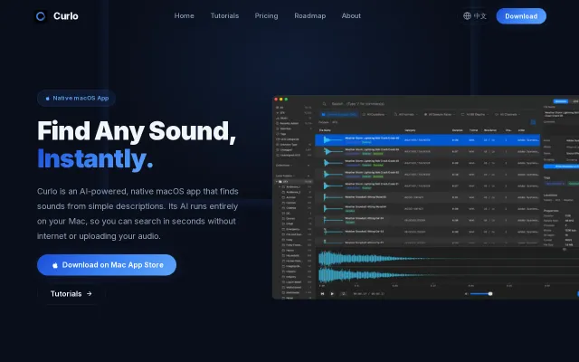 Curlo – Search sound libraries with natural language, on-device AI