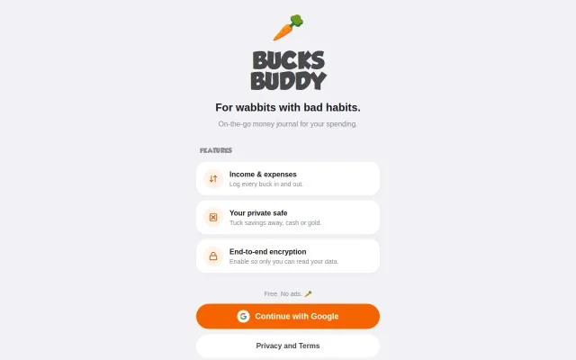 BucksBuddy – a free, on-the-go, private money journal