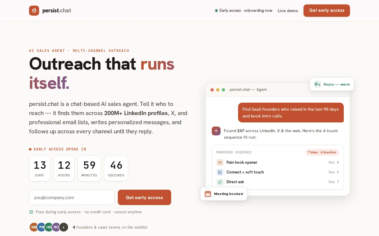 Persist – an AI agent that follows up accrued channels till they reply