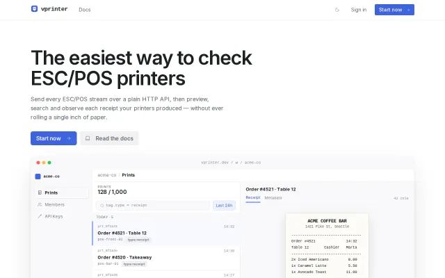 A virtual thermal printer for testing ESC/POS receipts