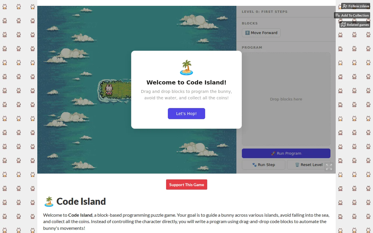 Code Island – teaches programming logic with drag-and-drop blocks