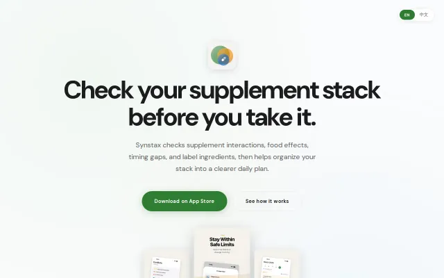 Synstax – Smart Supplement Scheduling for iPhone