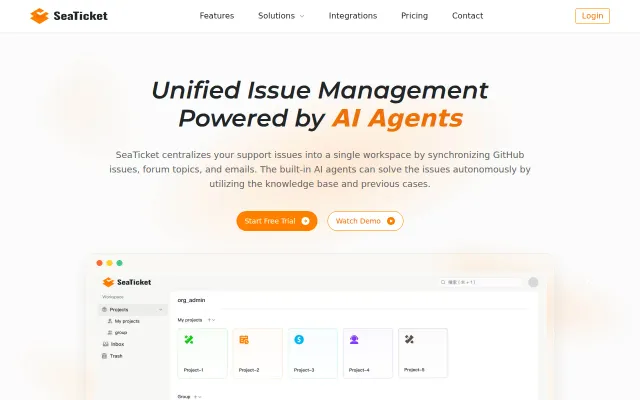 SeaTicket – AI agent that resolve issues from GitHub, email and forums