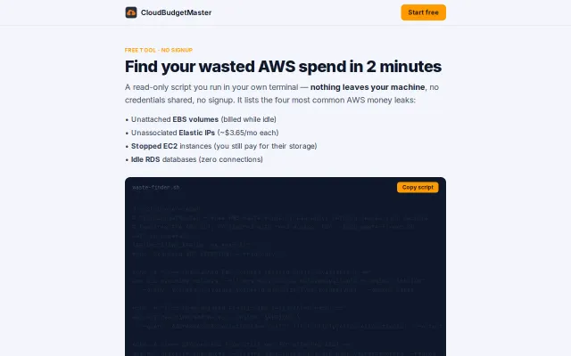 Free read-only script to find wasted AWS spend