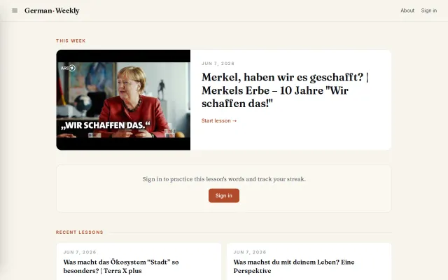 GermanWeekly, Weekly German Lessons