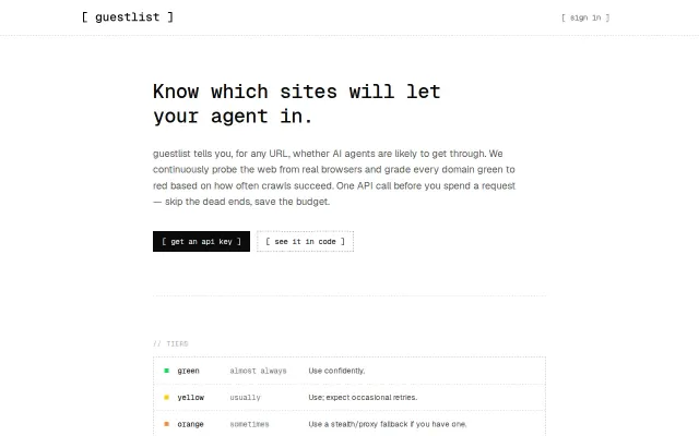Guestlist – know which sites will let your agent in