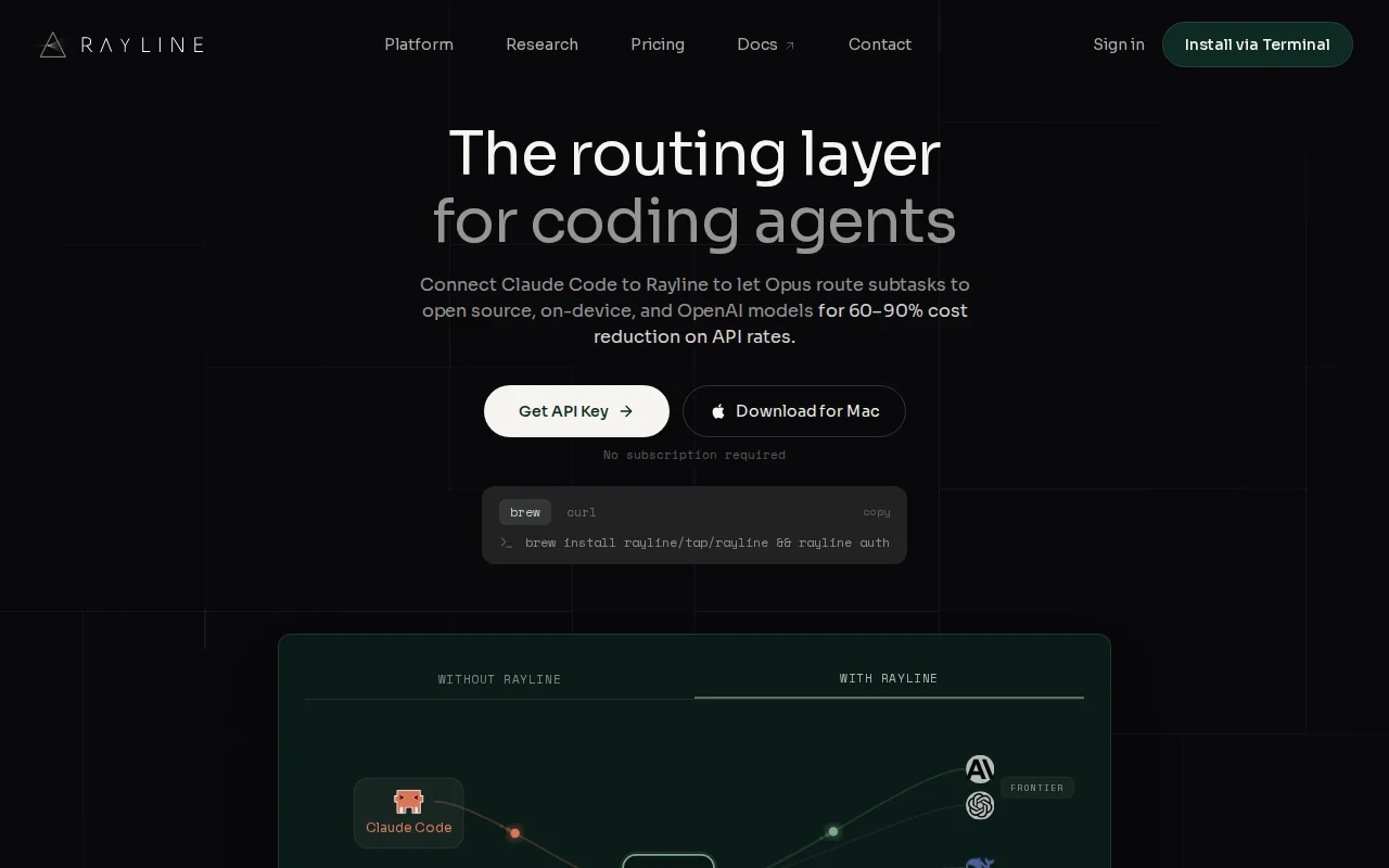 Rayline routes Claude Code subagents to on-device and cheaper models