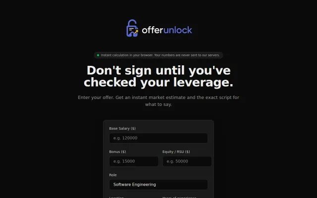 OfferUnlock – Check if your tech job offer is underpaid