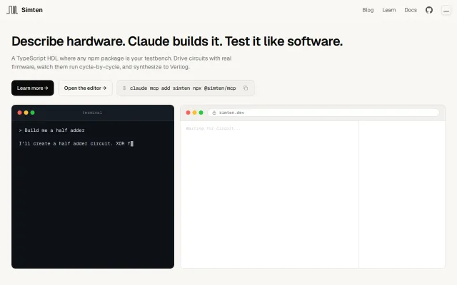 Simten – design hardware in TypeScript and simulate it in the browser
