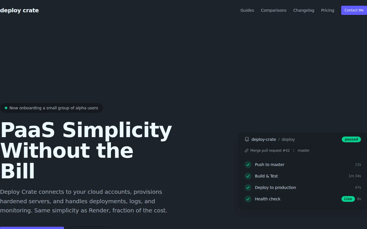DeployCrate, Render-style deployments on infrastructure you own