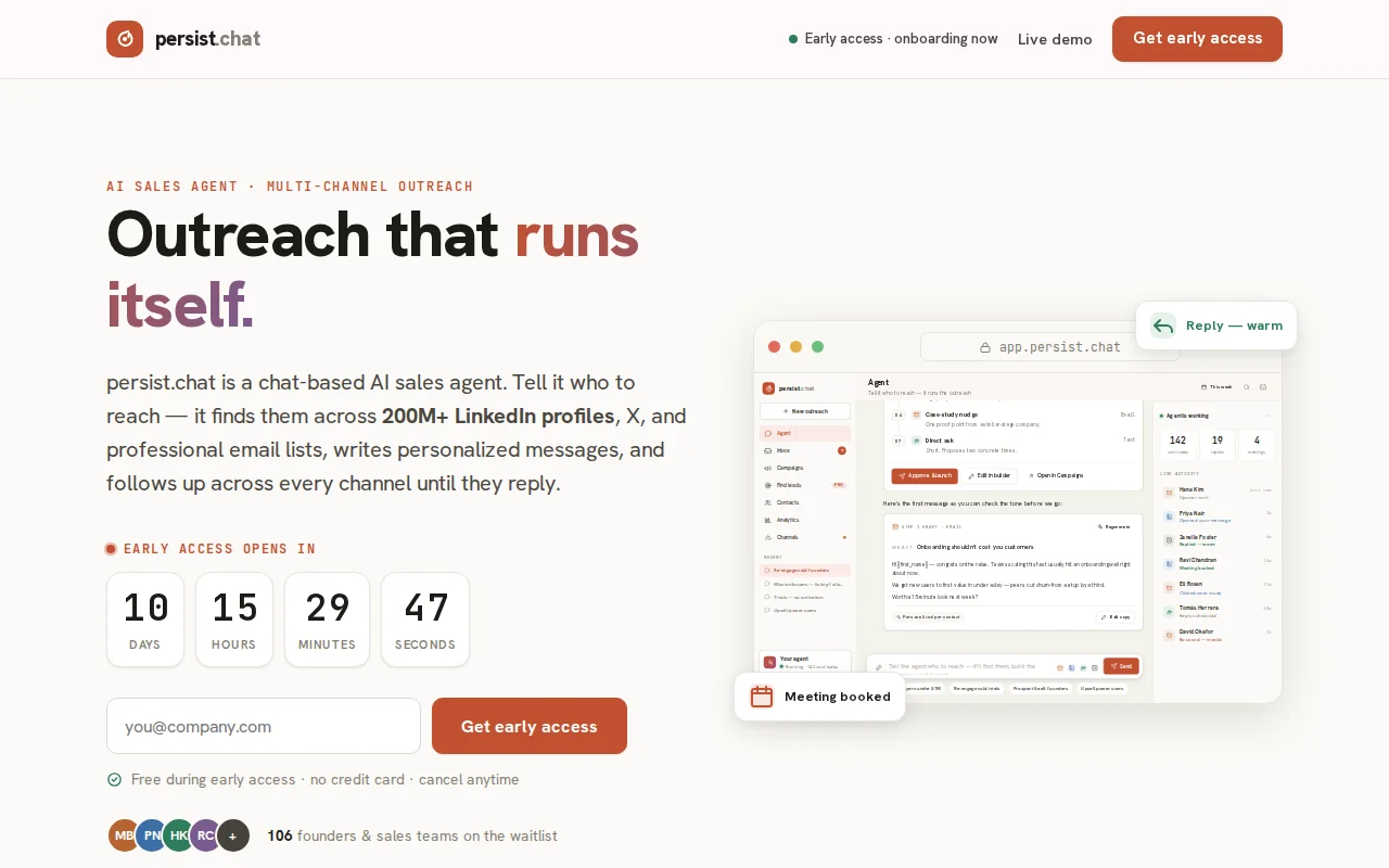 Persist.chat – Outreach and Sales Agents