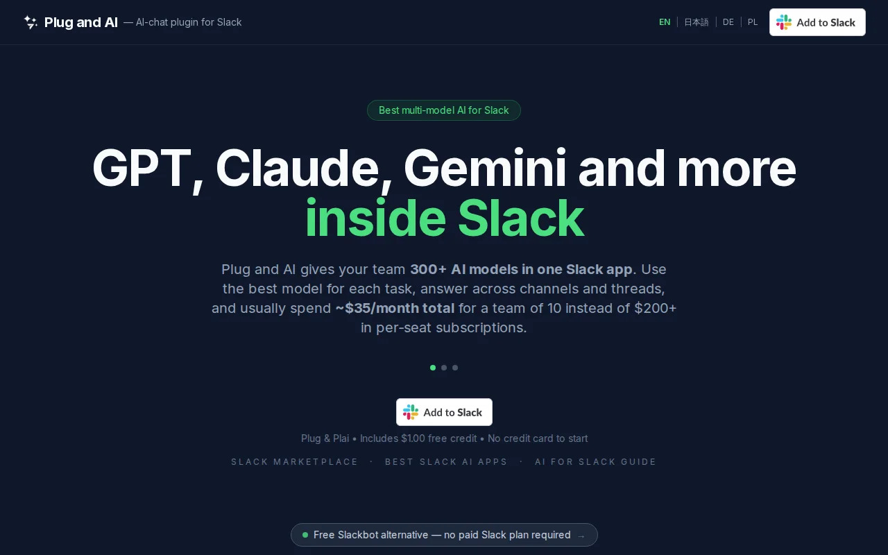 Plug and AI – Slack bot for the whole team, not per-seat
