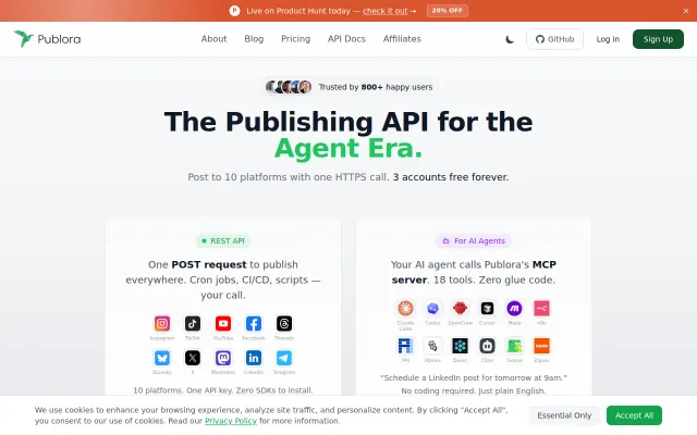 Publora – One API/MCP for AI agents to post across 10 social networks