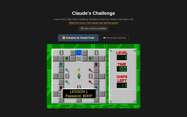 Chip's Challenge (1992), rebuilt for the web
