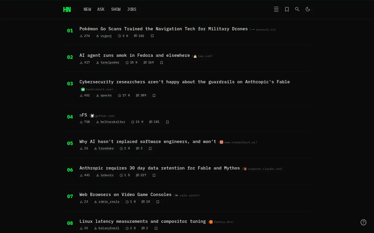 A HackerNews client with dark mode, bookmarks, search and more