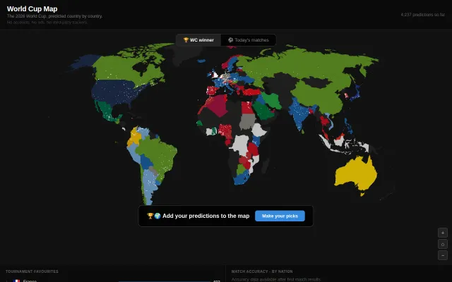 A live map of how every country thinks the 2026 World Cup will go
