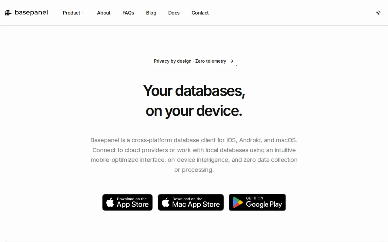 Basepanel, a Postgres, MySQL, and SQLite Editor for iOS and Android