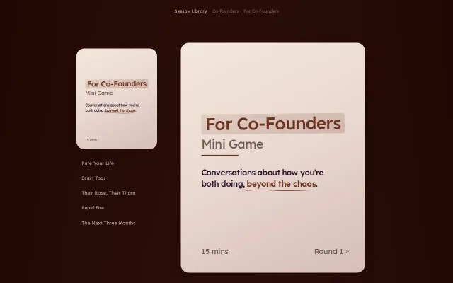 A quarterly check-in for co-founders, as a conversation game