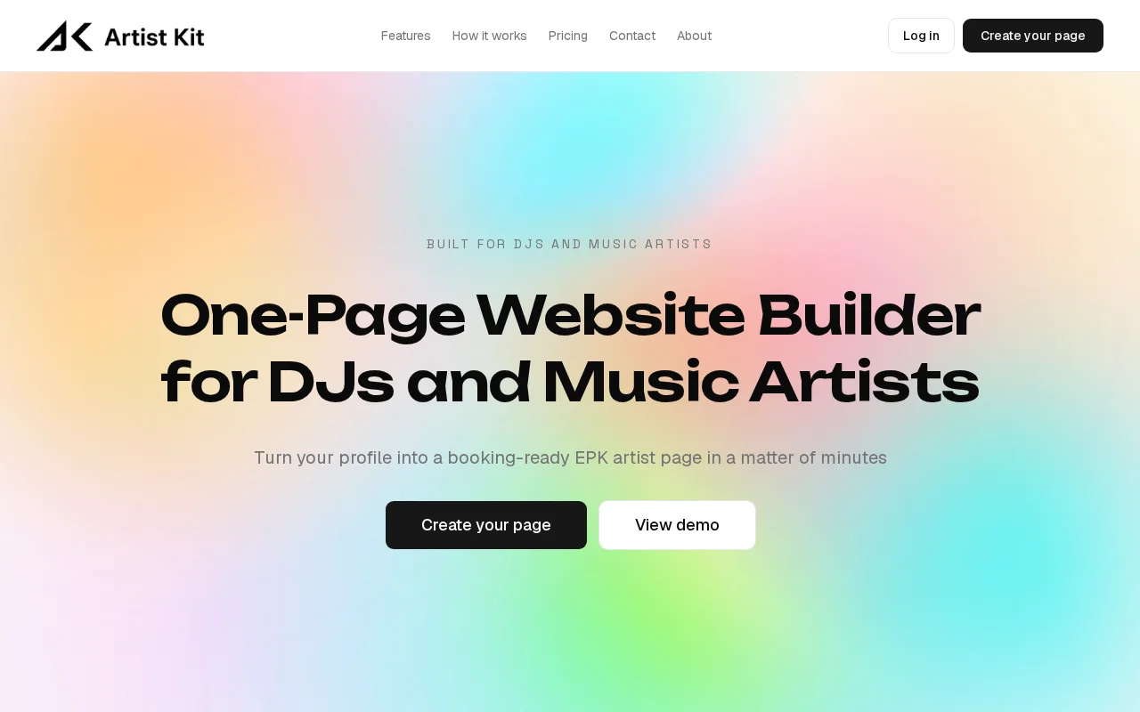 Artist Kit – One-Page Website Builder for DJs and Music Artists