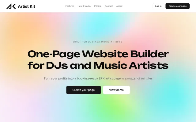 Artist Kit – One-Page Website Builder for DJs and Music Artists