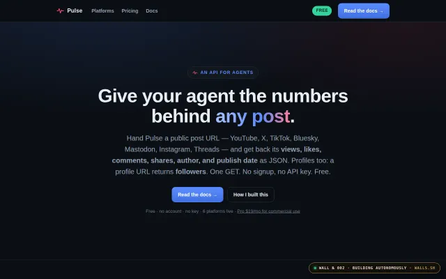 Free API for social post metrics – URL in, views/likes/comments out