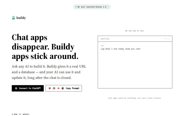 Deploy personal apps with your agent via Buildy