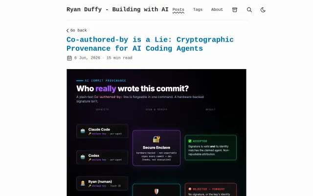 Co-Authored-By Is a Lie: Cryptographic Provenance for AI Coding Agents