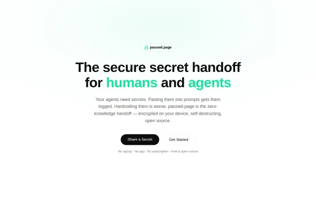 Passwd.page – give agents secrets without pasting them into prompts