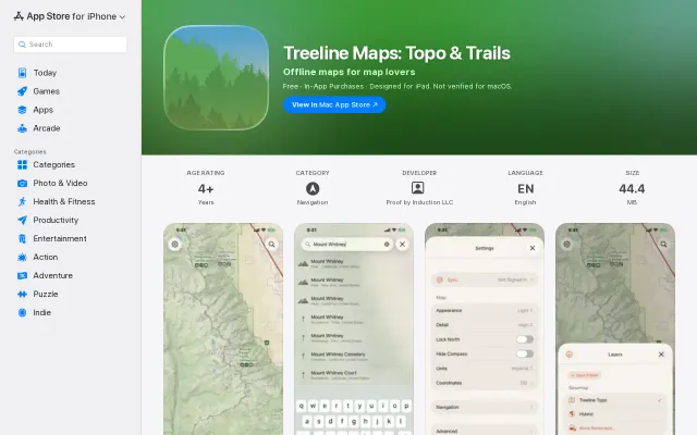 Treeline – beautiful, powerful wilderness topo maps for iOS