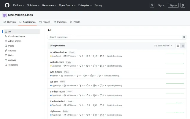 Started 25 projects in the last 2 years. Made all open source