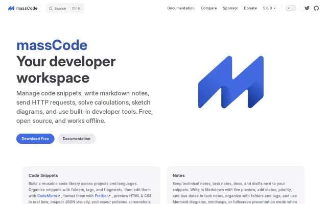 MassCode – A local-first dev workspace, your data is plain Markdown