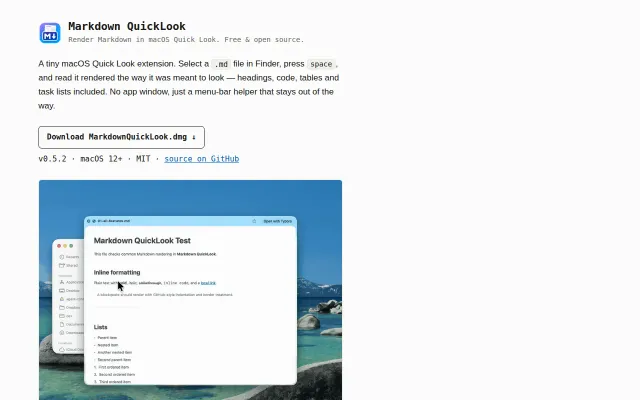 Markdown Viewer for Mac Finder