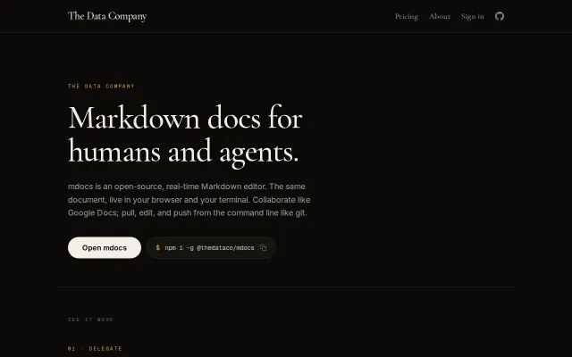 Open-source Git-like Markdown docs for humans and agents